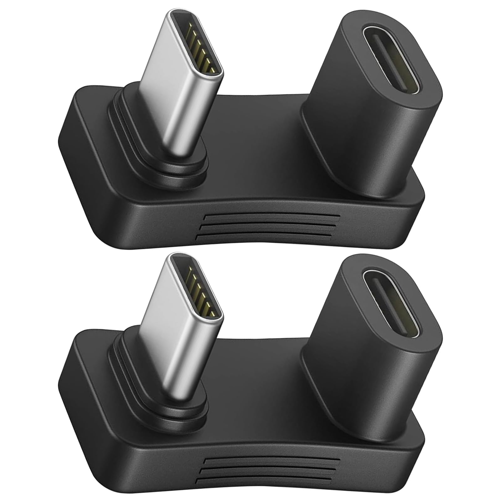 AOUZOVLI 2-Pack 180 Degree USB-C Right Angle Adapter - USB-C U-Shaped Connector for Laptops, Phones & Tablets - Perfect for Tight Spaces & Cable Management