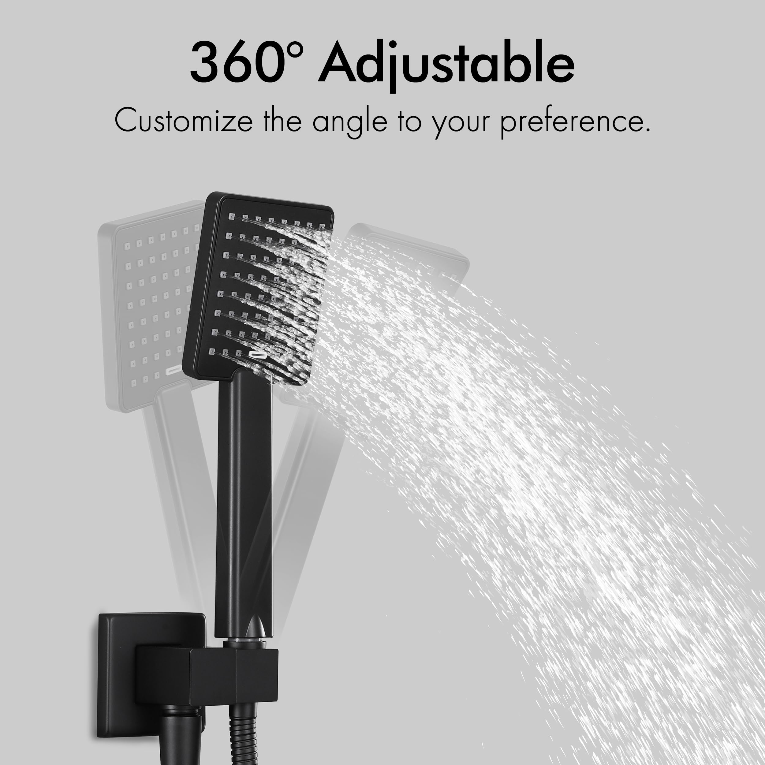 KES Matte Black Shower System - Rain Shower Head with Handheld Spray, Valve & Trim Kit (Model XB6223F18-BK) | Modern Bathroom Upgrade for Spa-Like Experience