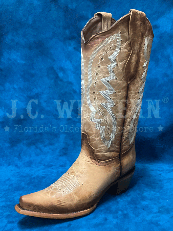 Circle G L2041 Women's Western Boots - Embroidered & Studded Snip Toe Cowgirl Boots in Brown | Perfect for Rodeo, Country Dancing & Casual Wear