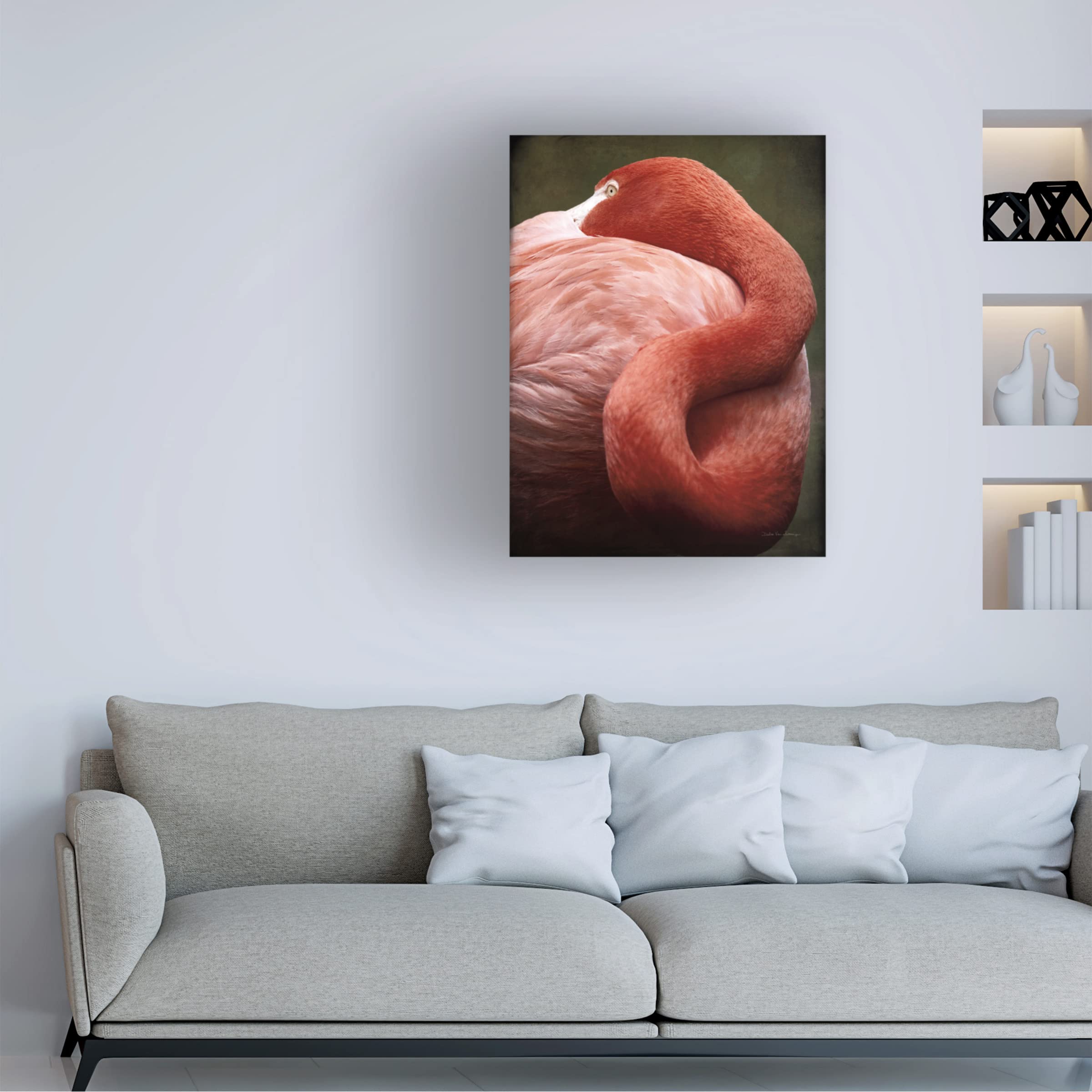 Trademark Fine Art 'Caribbean Flamingo I' Canvas Wall Art by Debra Van Swearingen - Tropical Home Decor for Living Room, Bedroom & Office