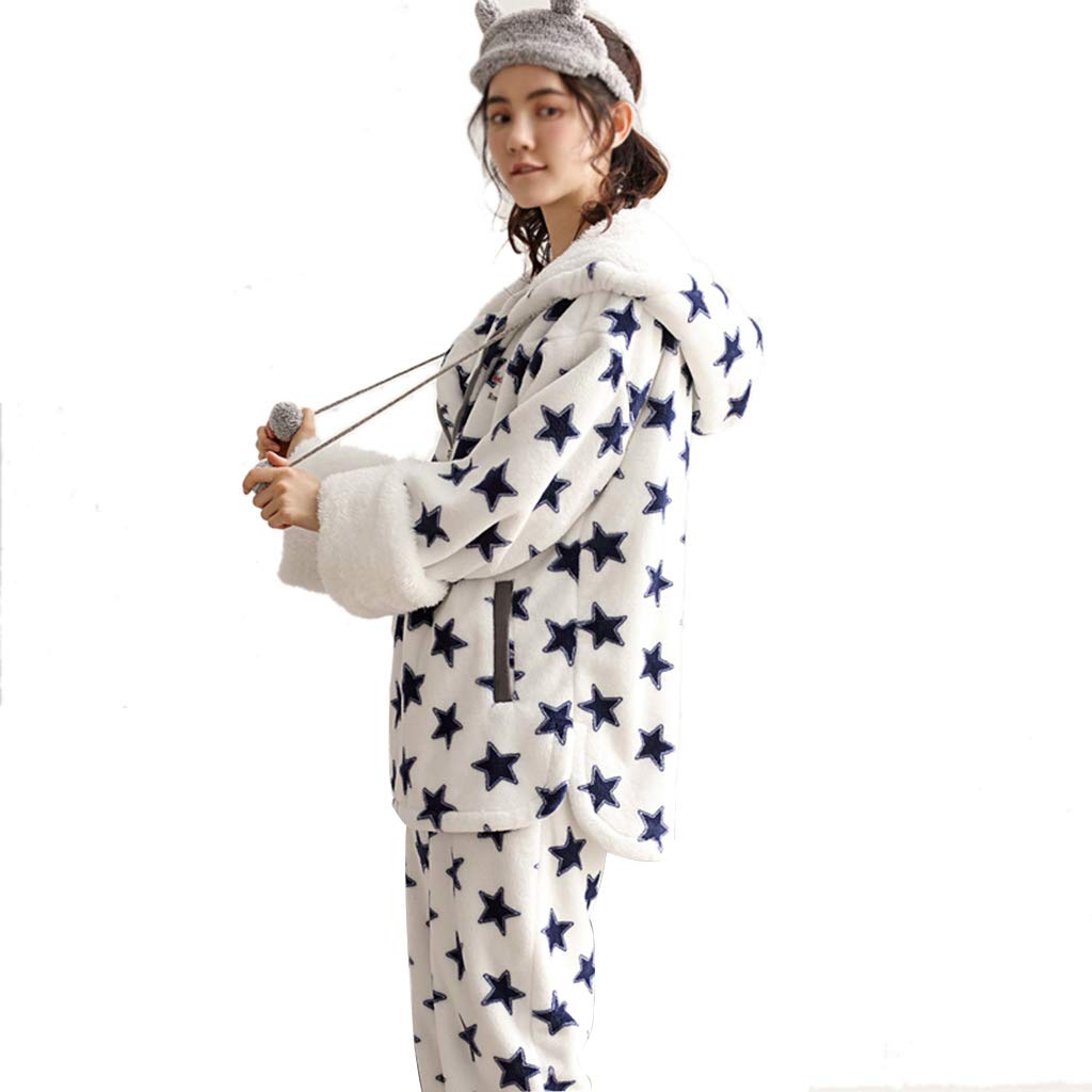 Cozy Winter Pajama Set for Women - Korean Style Long Sleeve Nightgown with Coral Velvet & Thick Flannel, Warm Home Wear, Perfect for Lounging, Sleeping & Cold Weather Comfort