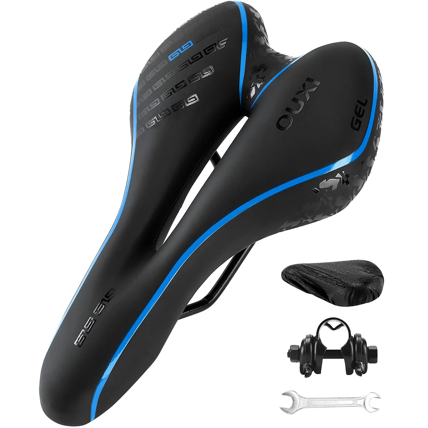 OUXI Comfort Bike Seat - Gel Cushioned Bicycle Saddle with Shock Absorption & Waterproof Cover - Universal Fit for MTB, Road & Exercise Bikes (Men & Women) - Perfect for Commuting, Cycling & Outdoor Adventures