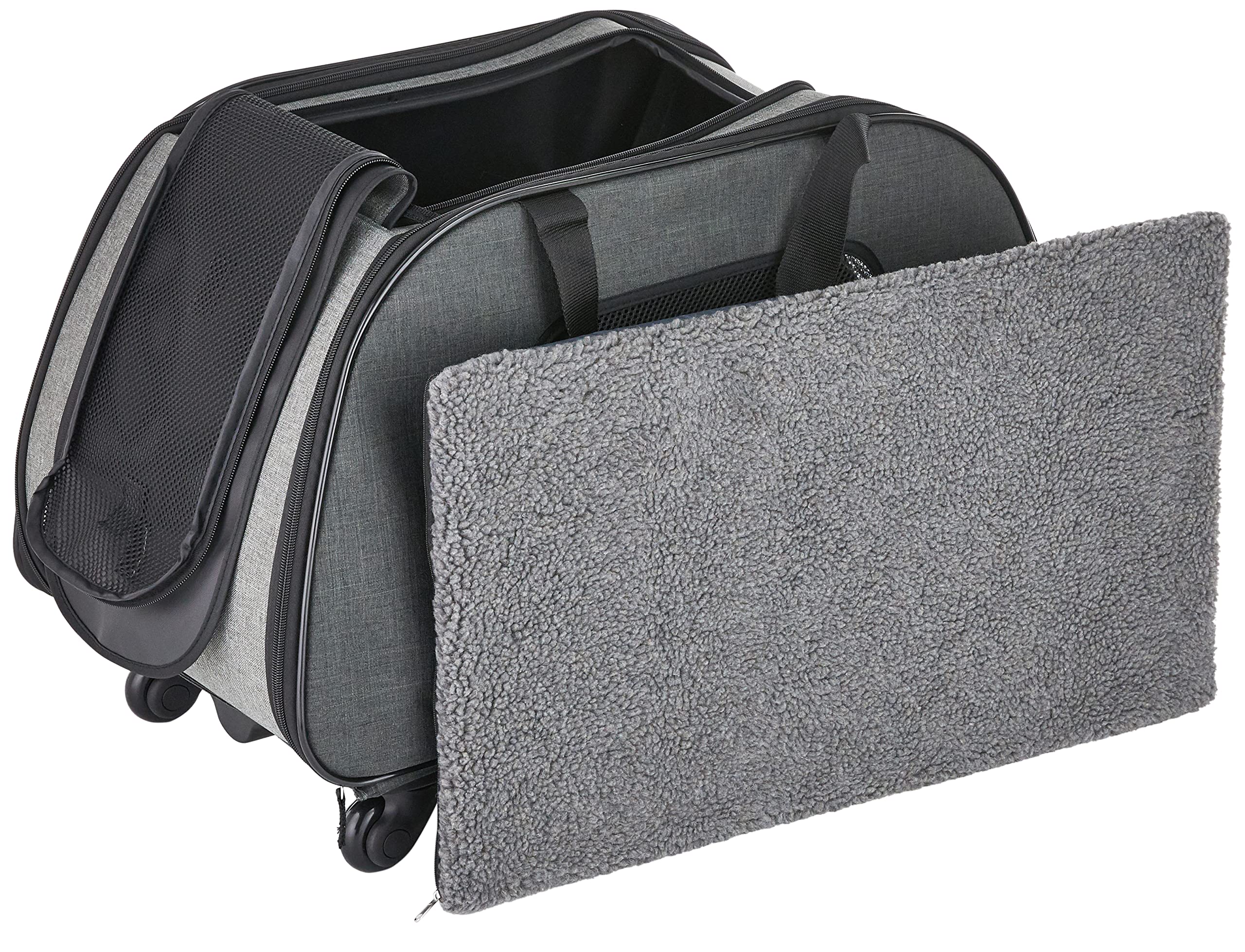 Trixie Wheeled Pet Carrier for Dogs - Grey, 26.4