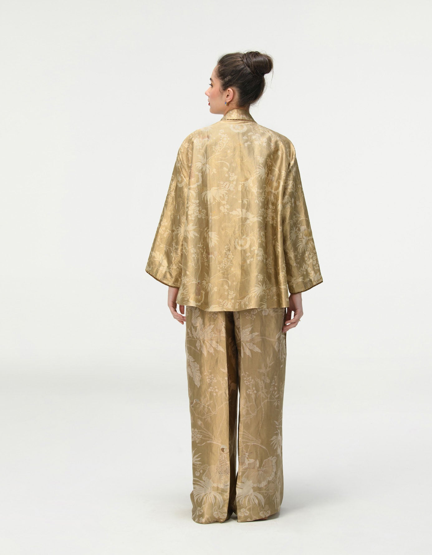 Luxury Silk Brocade Cape Coat in Oyster Grey - Elegant Women's Evening Wrap for Formal Events & Special Occasions