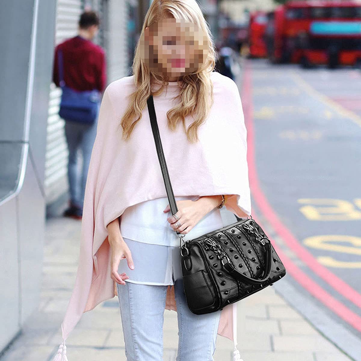 Stylish Women's Crossbody Bags & Shoulder Purses - PU Leather Satchels with Rivet Details, Retro Top-Handle Totes - Perfect for Work, Travel & Everyday Use
