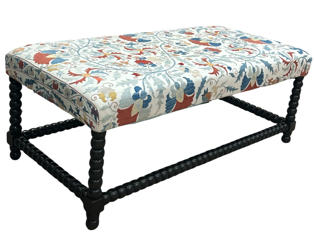 Handmade Embroidered Suzani Ottoman Pouf - Boho Chic Floor Seating & Footrest for Living Room, Bedroom, or Nursery Decor