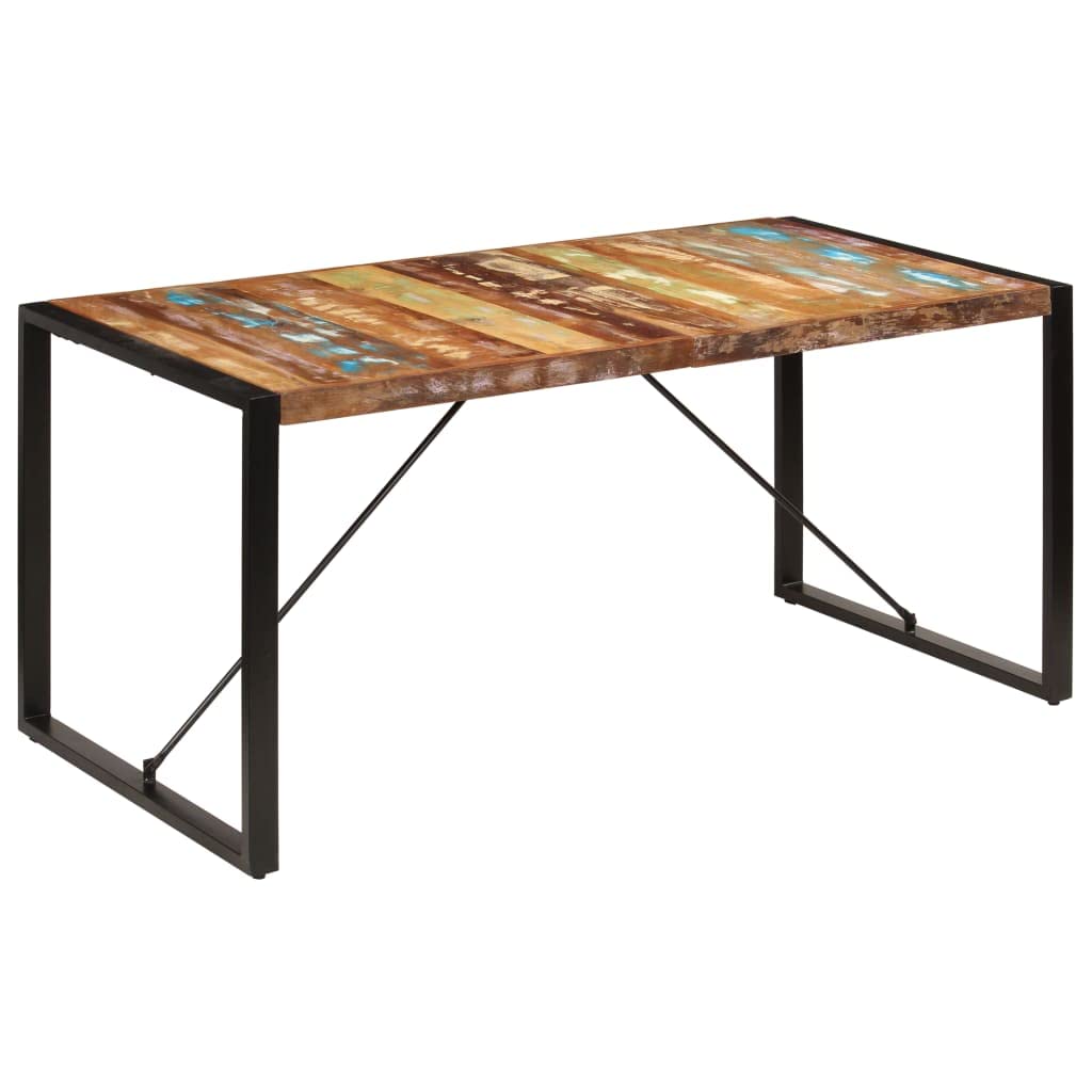 Rustic Reclaimed Wood Dining Table with Powder-Coated Steel Legs - 63