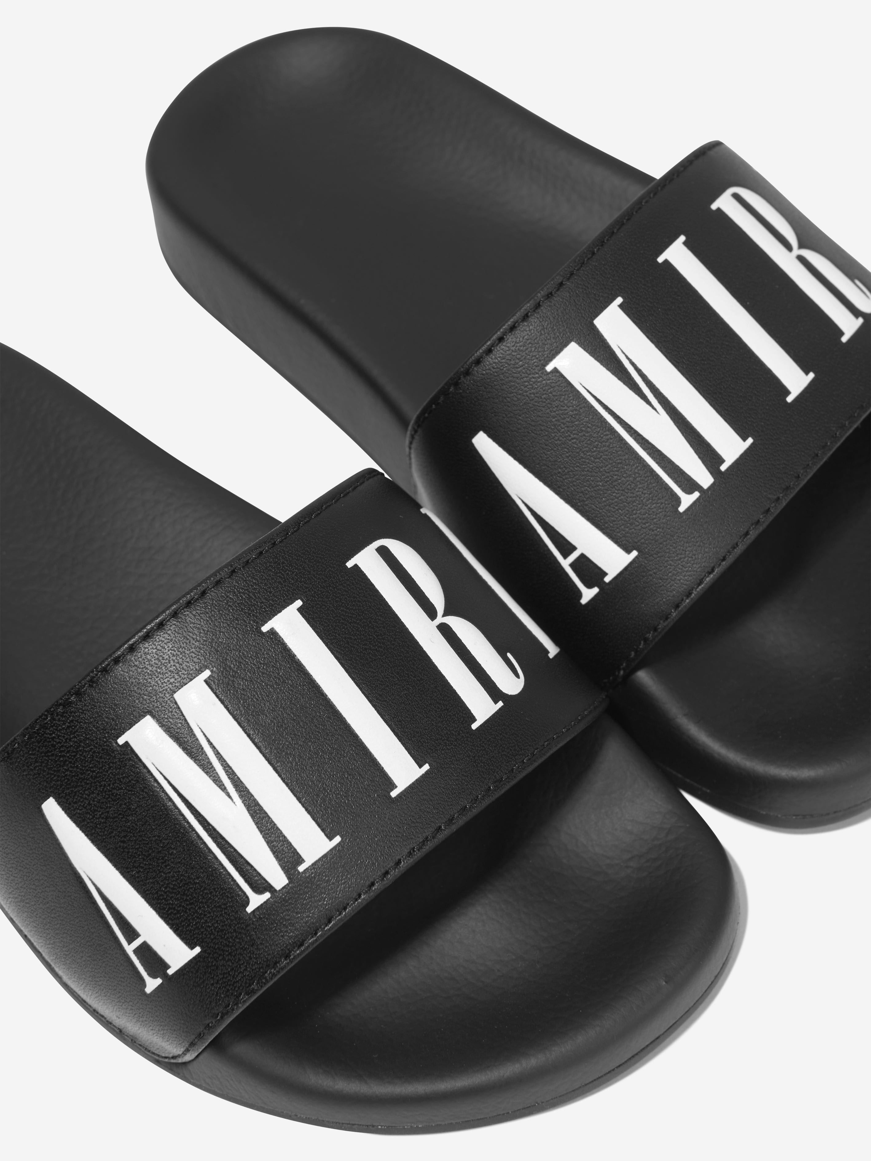 Amiri Kids Logo Sliders in Black - Comfortable Slide Sandals for Boys & Girls, Perfect for Beach, Pool, and Summer Outfits