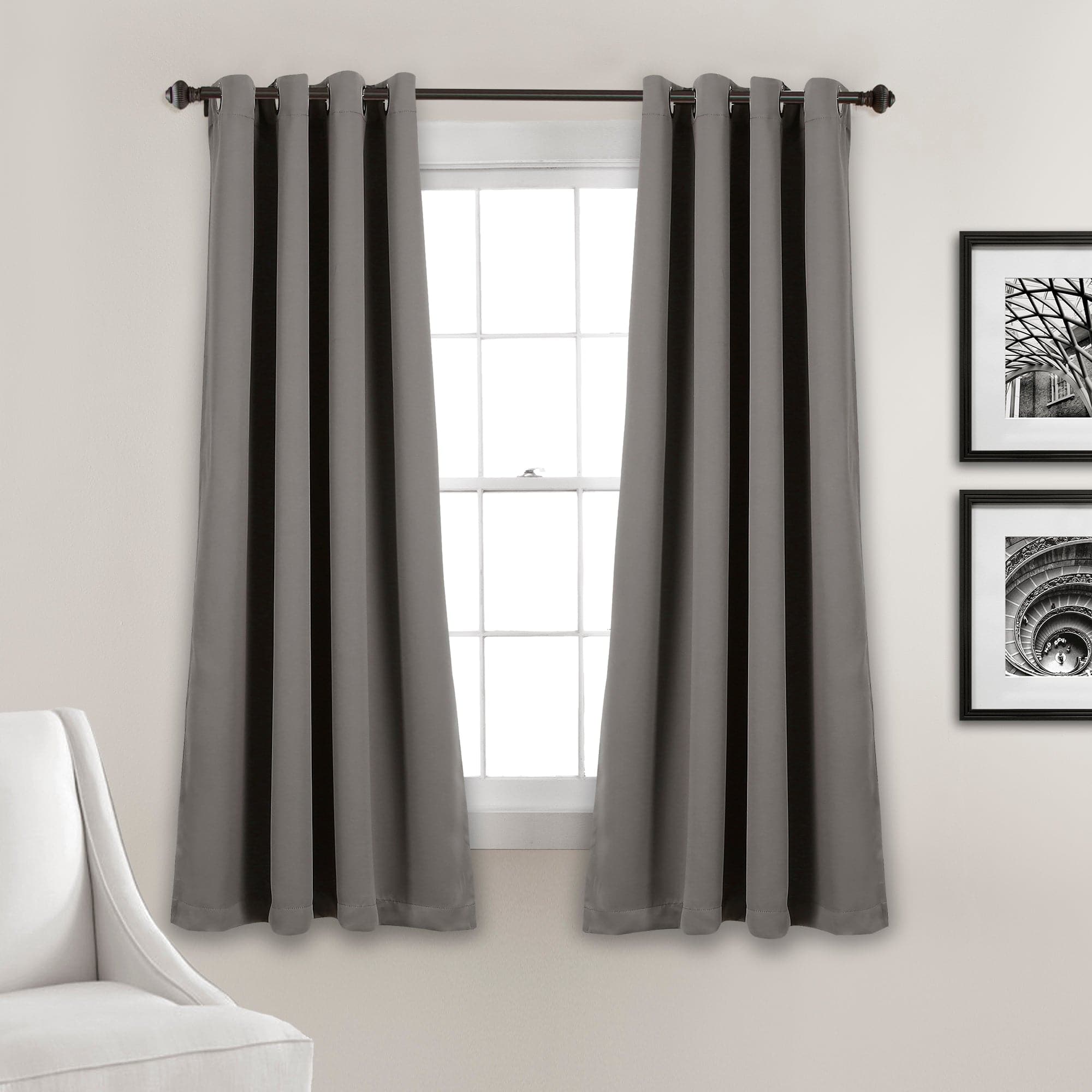Thermal Insulated Blackout Curtains for Bedroom - Noise Reducing Grommet Window Panels Set, Energy Saving & Light Blocking for Home, Office, Nursery - 2 Panels (52x84 Inches, Black)