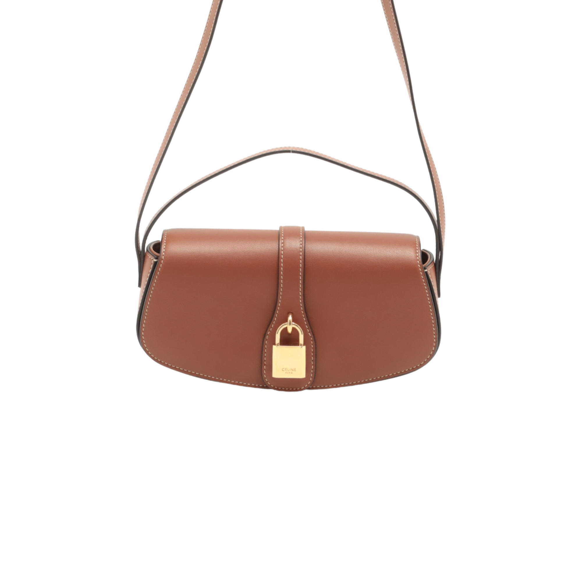 Celine Tabou Brown/Tan Leather Clutch with Strap - Stylish Crossbody Bag for Women, Perfect for Evening Parties & Date Nights