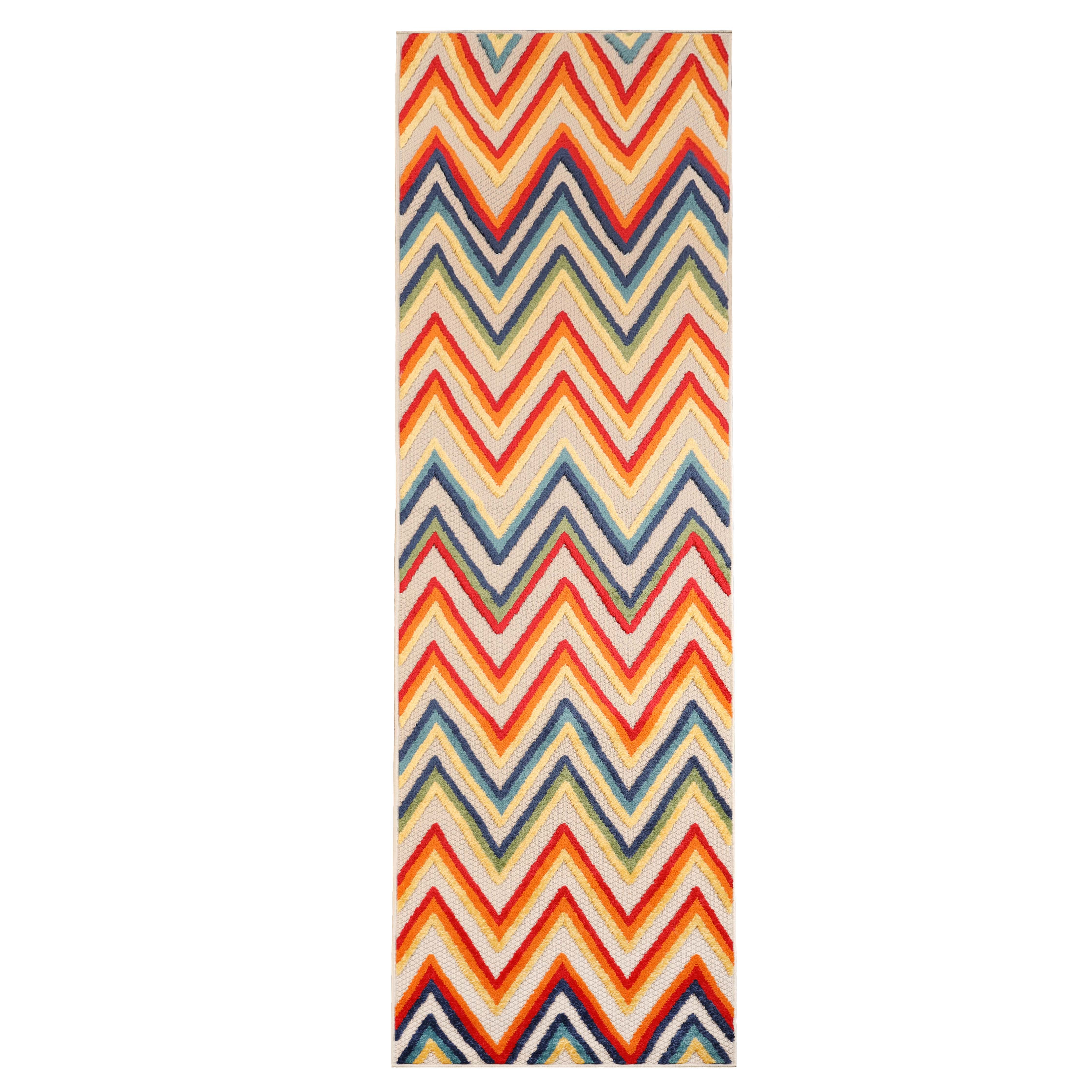 Acacia Geometric Zigzag Modern Indoor/Outdoor Area Rug or Runner - Non-Slip Boho Chic Carpet for Living Room, Bedroom, Patio & Hallway Decor