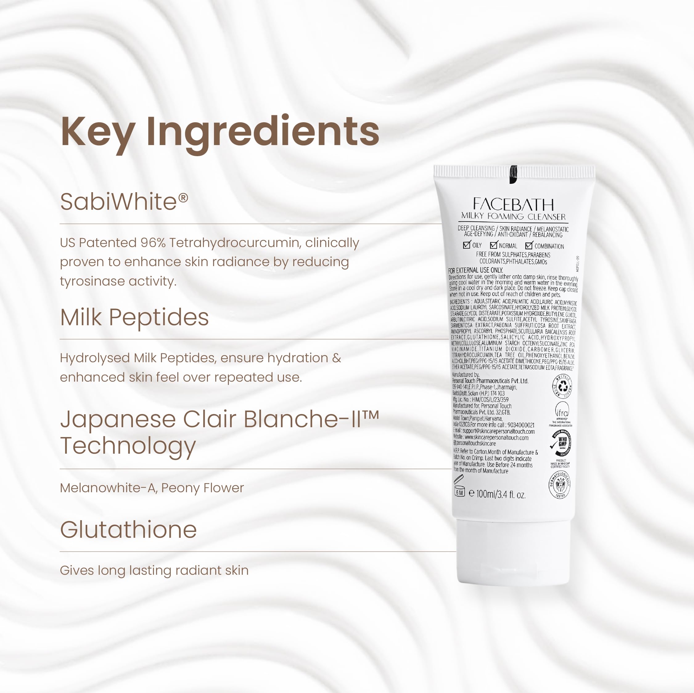 Deep Cleansing Milk Face Wash with Niacinamide & Salicylic Acid - Brightening & Pigmentation Correction for Oily, Dry, Normal & Combination Skin | Tea Tree Enriched Formula for Skin Barrier Protection | 100ml | Perfect for Daily Skincare Routine & Travel Essentials
