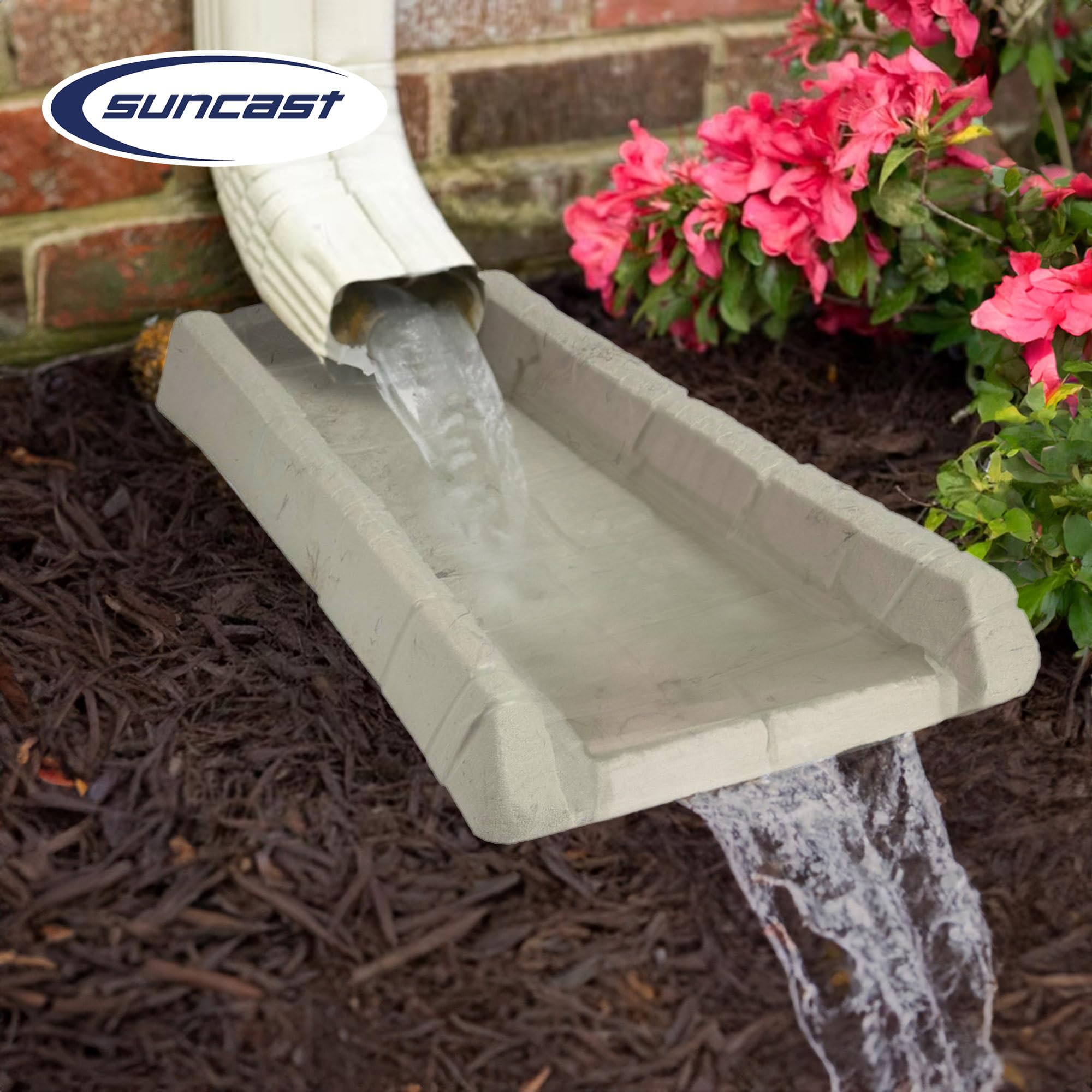 Suncast Durable Plastic Rain Gutter Downspout Splash Block - Erosion Control for Garden, Front Yard & Backyard - Set of 5 in Taupe - Perfect for Water Drainage & Landscape Protection