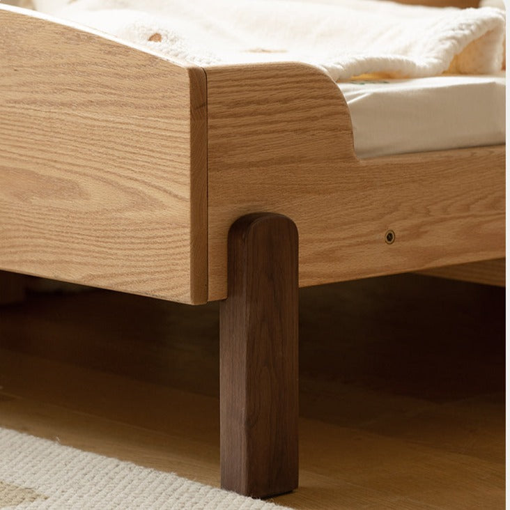 Expandable Solid Oak & Beech Wood Toddler Bed – Adjustable from 57in (145cm) to 80.7in (205cm) – Perfect for Growing Kids & Small Bedrooms