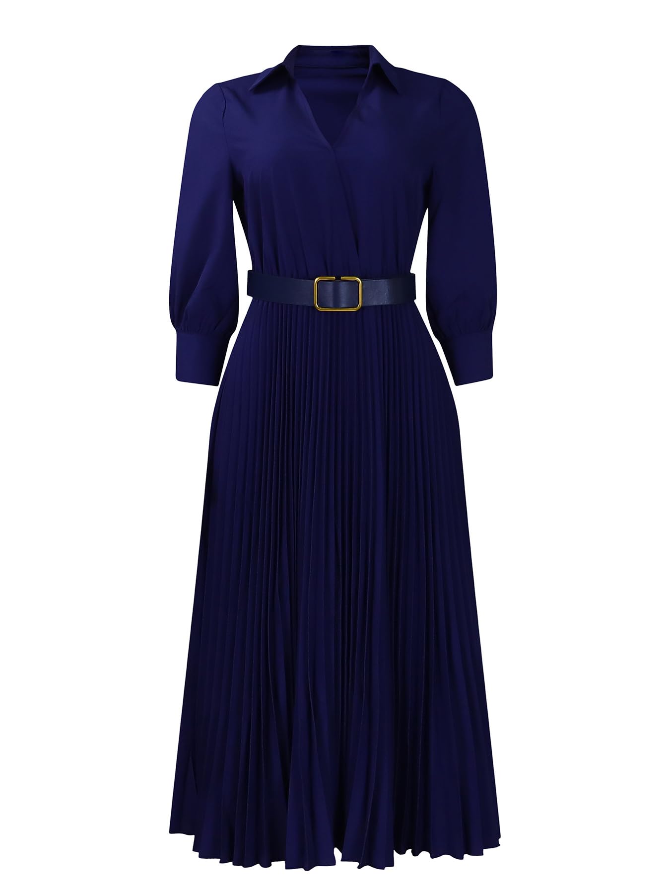 Elainone Women's 3/4 Sleeve Flared A-Line Dress with Belt - Wedding Guest, Casual, Semi-Formal & Office Wear - Perfect for Parties, Work & Special Occasions