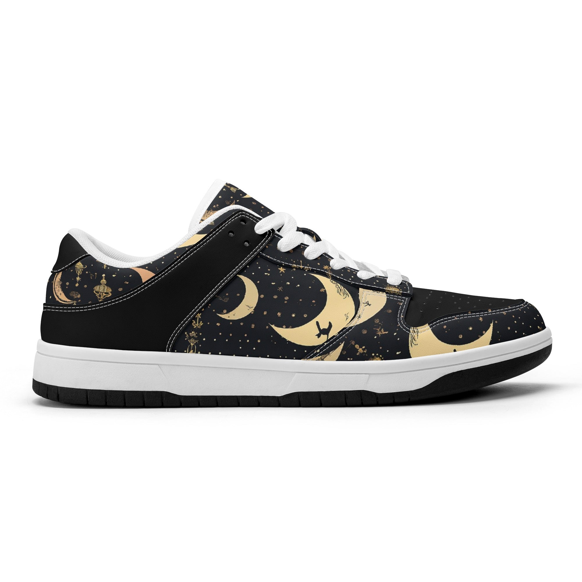 Crescent Moons Dunk Low Top Leather Sneakers for Women - Stylish & Comfortable Basketball Shoes for Casual Wear, Street Fashion & Everyday Outfits