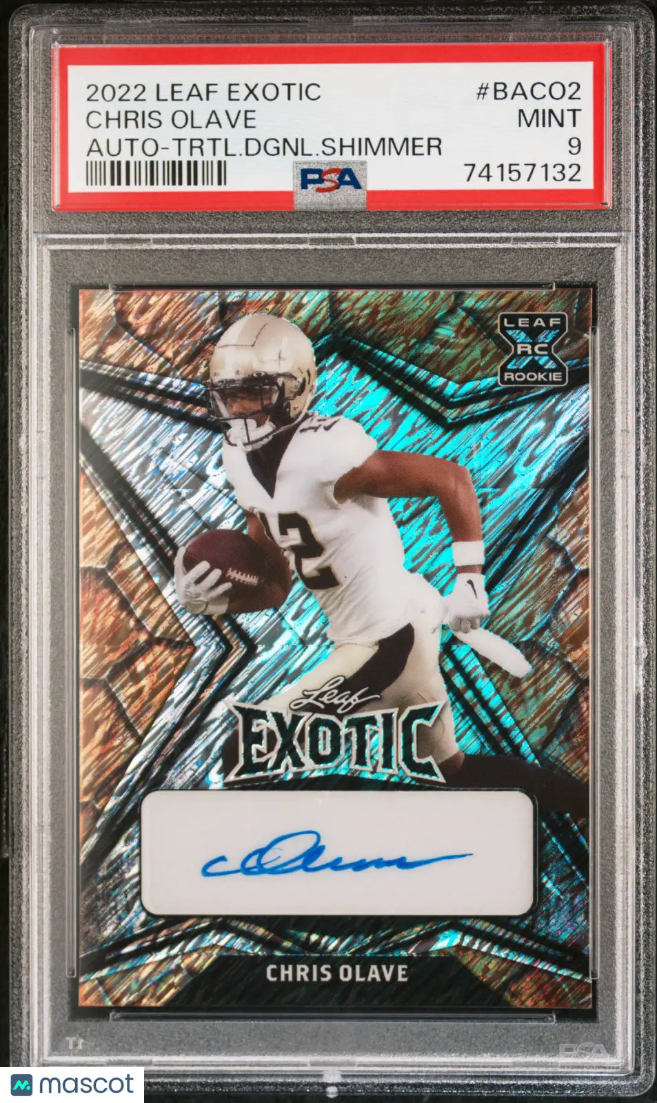 2022 Leaf Exotic Chris Olave Rookie Card Dragon Scale Shimmer Auto PSA 9/5 - Rare Football Collectible for Sports Memorabilia & Investment Collection