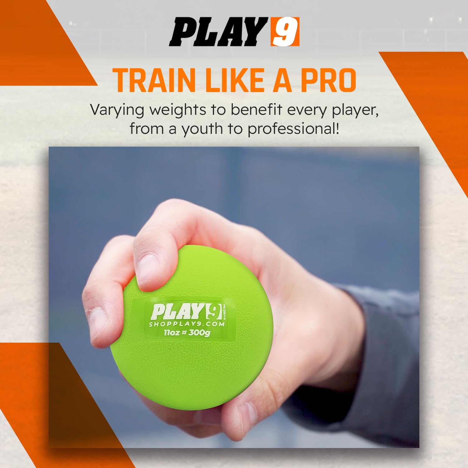 SHOP PLAY 9 - Premium Plyometric Baseballs for Strength & Velocity Training | Weighted Training Balls for Baseball Players | Textured Grip for Arm Care & Throwing Practice | Perfect for Baseball Drills, Pitching Workouts & Rehabilitation Exercises