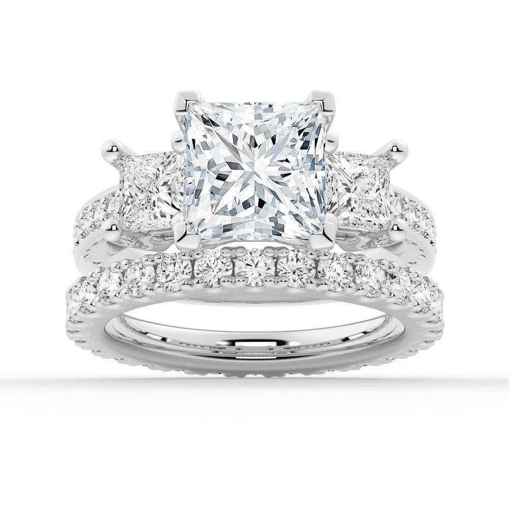 Princess Cut Three Stone Moissanite Engagement Ring - Vintage Style Wedding Band for Women, Perfect for Proposals, Anniversaries & Special Occasions