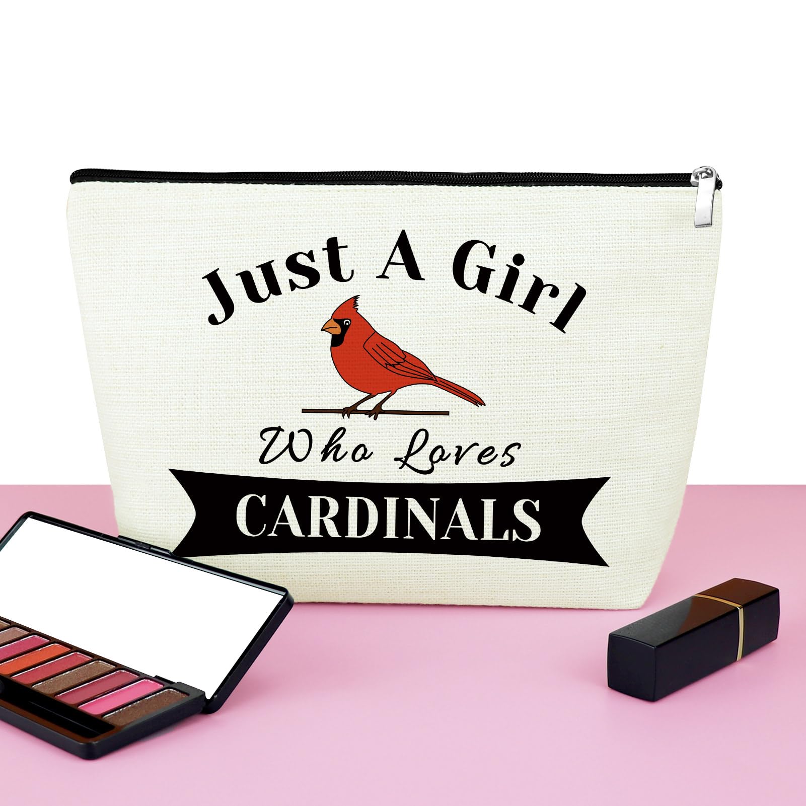 Red Cardinal Bird Makeup Bag for Women - Cute Cosmetic Zipper Pouch with Cardinal Design | Perfect Gift for Bird Lovers, Birdwatching Enthusiasts | Great for Travel, Daily Use & Birthday/Christmas Presents
