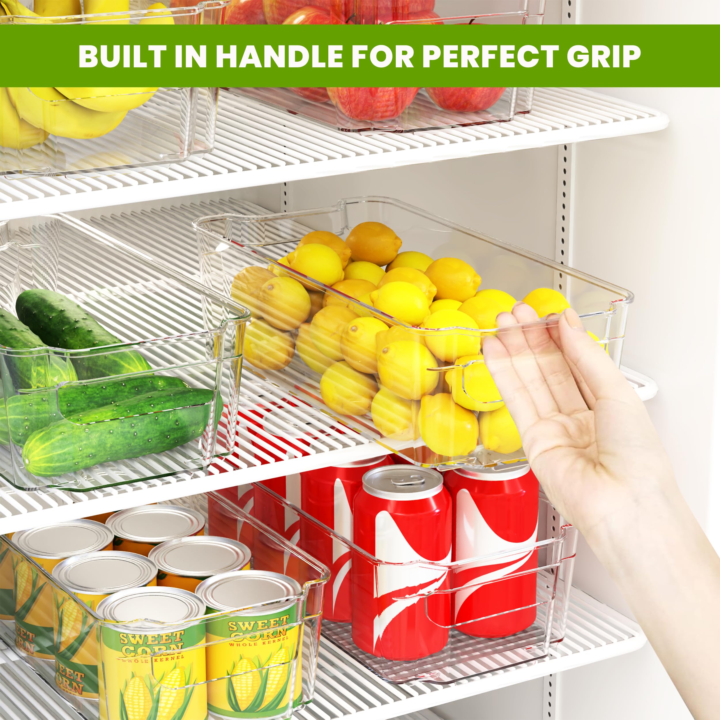 Utopia Home - 16-Pack Clear Stackable Fridge Organizer Bins for Refrigerator & Pantry Storage - Kitchen Organization Essentials for Fruits, Vegetables, Snacks & Meal Prep
