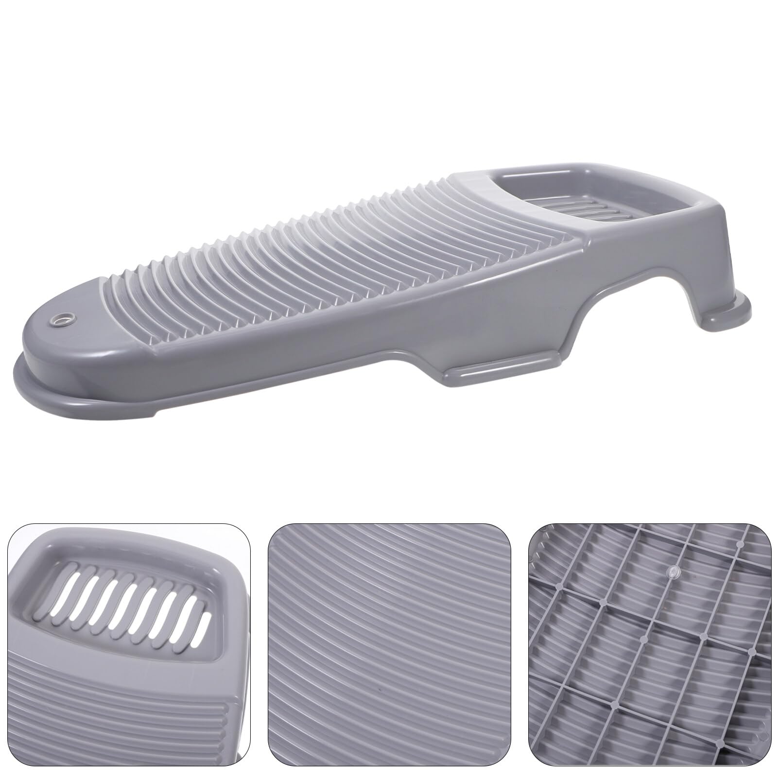 Anti-Slip Plastic Washboard for Hand Washing Clothes - Small Grey Washboard with Non-Slip Surface for Delicates & Underwear - Portable Hand Washing Tool for Laundry, Camping & Emergency Use