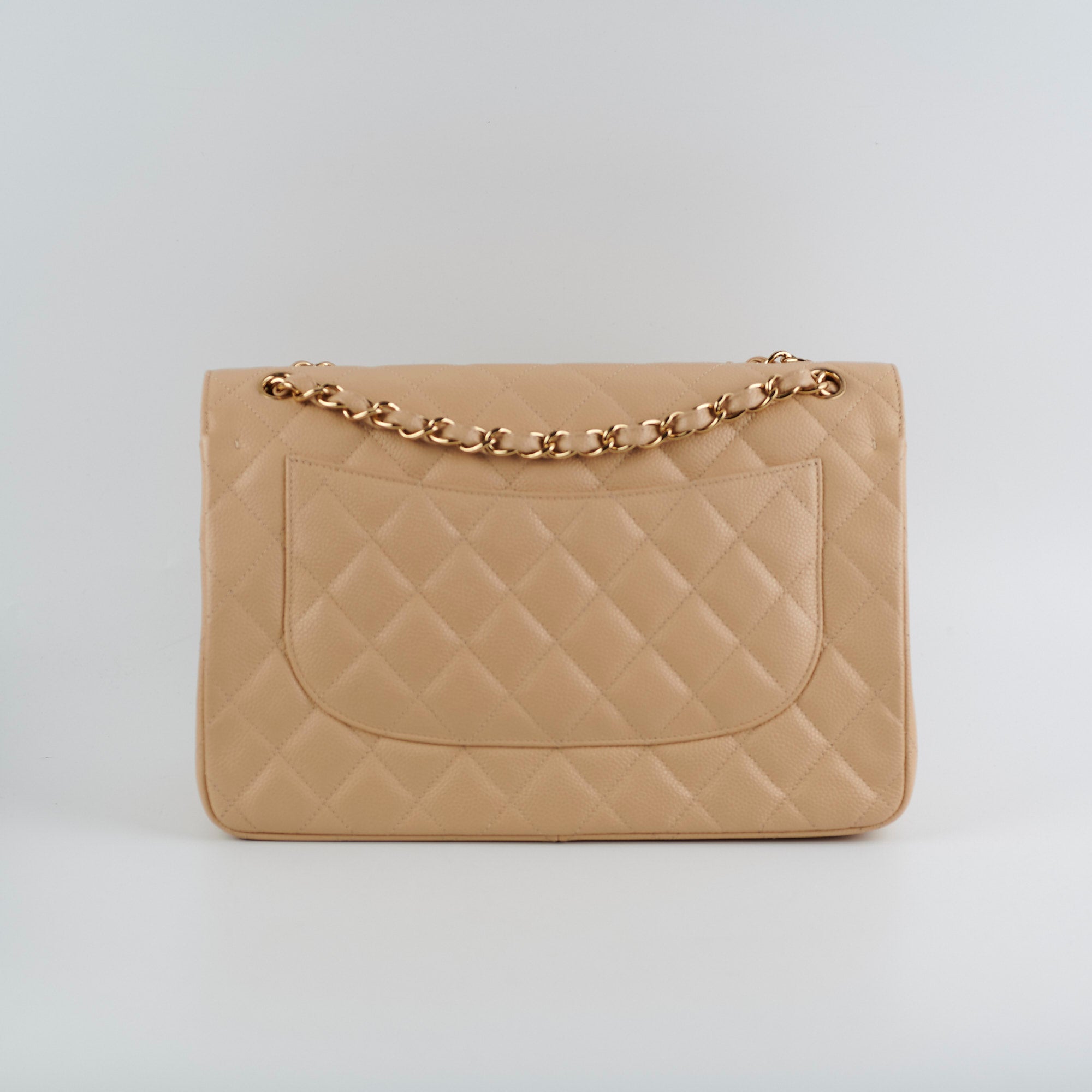 Chanel Classic Flap Jumbo Bag in Caviar Leather Beige - Luxury Designer Handbag for Women, Perfect for Work, Evening Events & Everyday Use