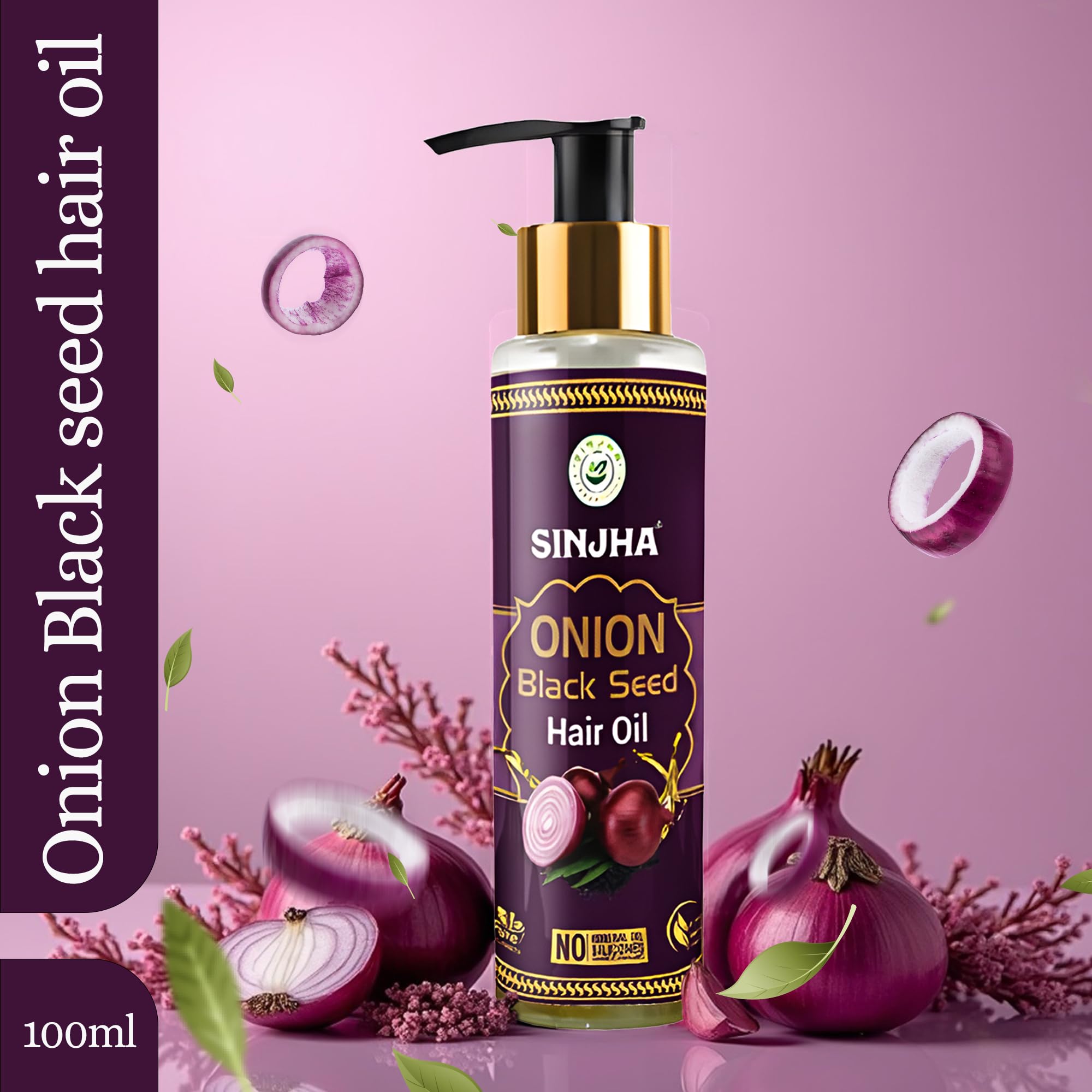 Sinjha Onion Black Seed Hair Oil 100ml - Natural Hair Growth Treatment for Thinning Hair & Hair Loss Control | Perfect for Daily Scalp Massage & Damaged Hair Repair