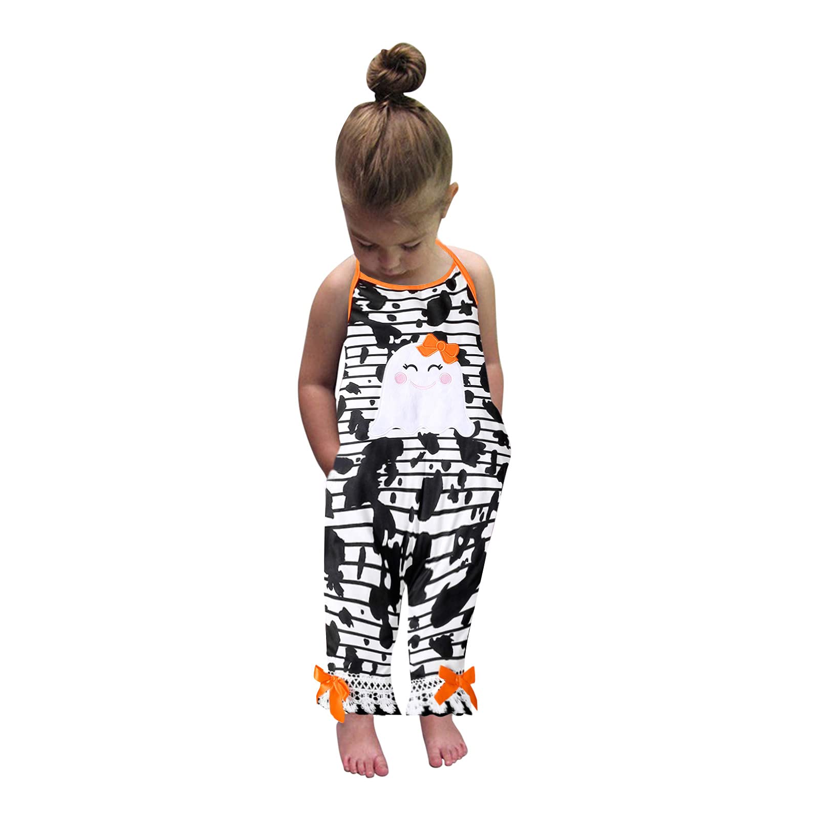 Cartoon Jumpsuit Romper for Toddler Girls - Backless Ruffles Baby Dress (White, 18-24 Months) | Halloween Costume, Birthday Outfit, Photo Shoot & Party Wear