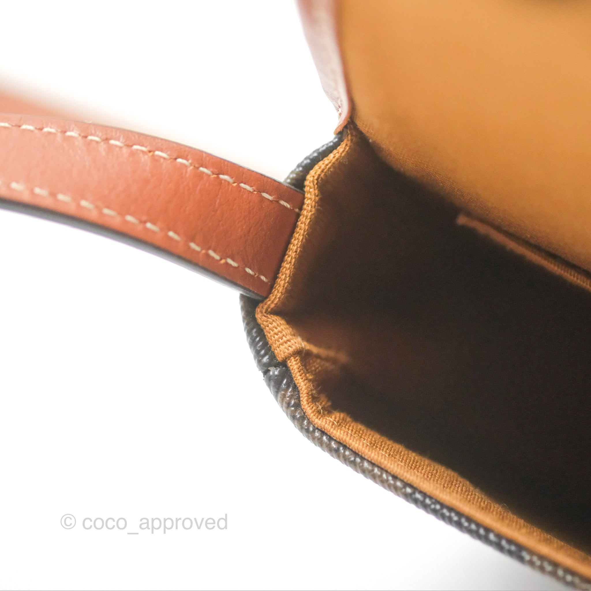 Celine Mini Besace Triomphe Bag in Canvas and Calfskin Leather - Tan Crossbody Purse for Women | Perfect for Everyday Use, Work, and Travel