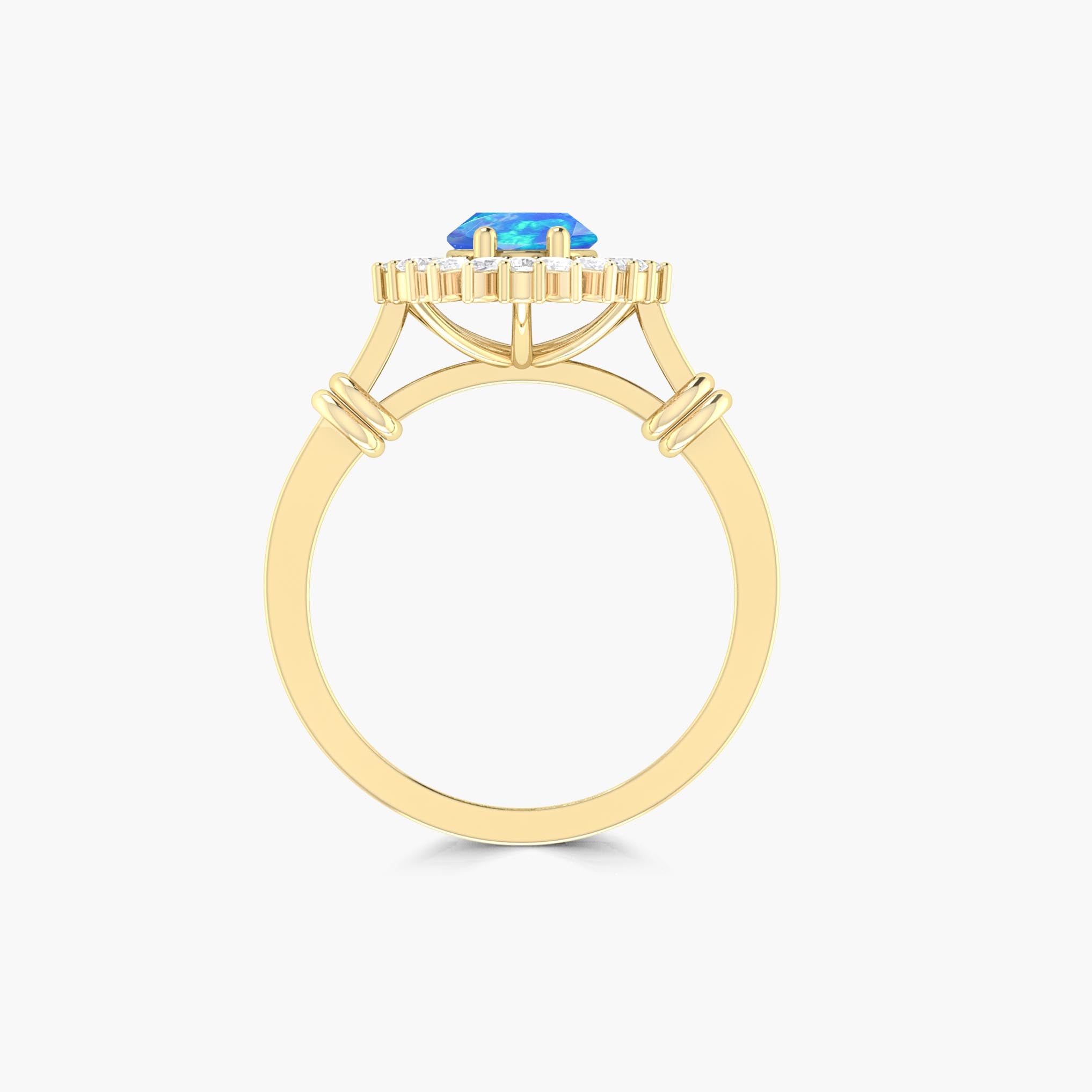 Stunning Blue Fire Opal & Sparkling Cubic Zirconia Statement Ring for Women | Elegant Evening Party Jewelry Gift