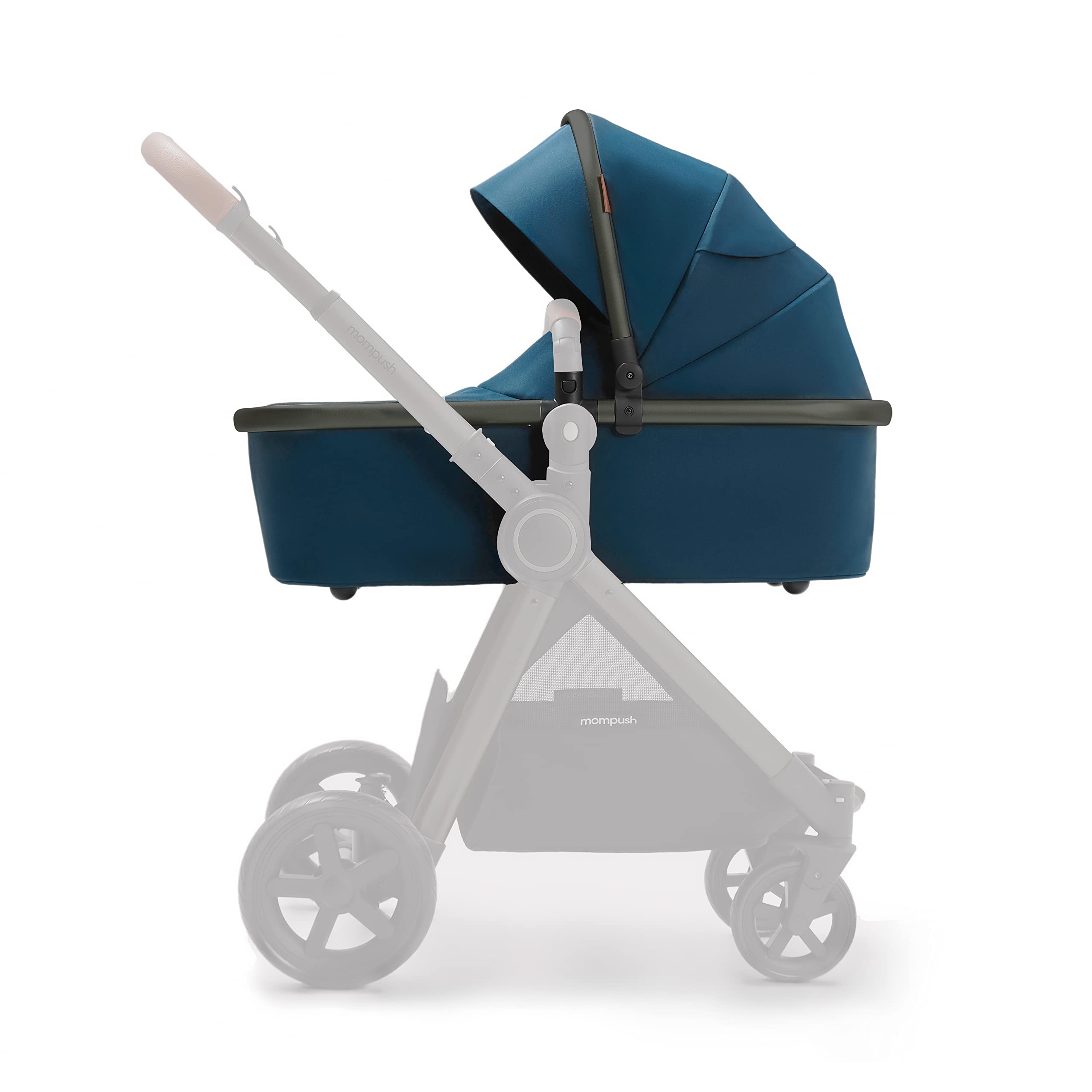 Mompush Ultimate2 Bassinet for Newborns - Lightweight Stroller Accessory with Extended Sunhood & Optimal Comfort, 0-6 Months - Perfect for Travel, Walks, and Nursery Napping
