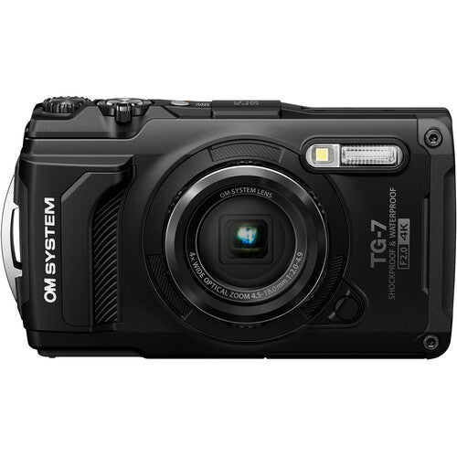 OM SYSTEM Tough TG-7 Waterproof Digital Camera (Black) - 50MP, 4K Video, Macro Mode - Perfect for Underwater Photography, Hiking & Outdoor Adventures