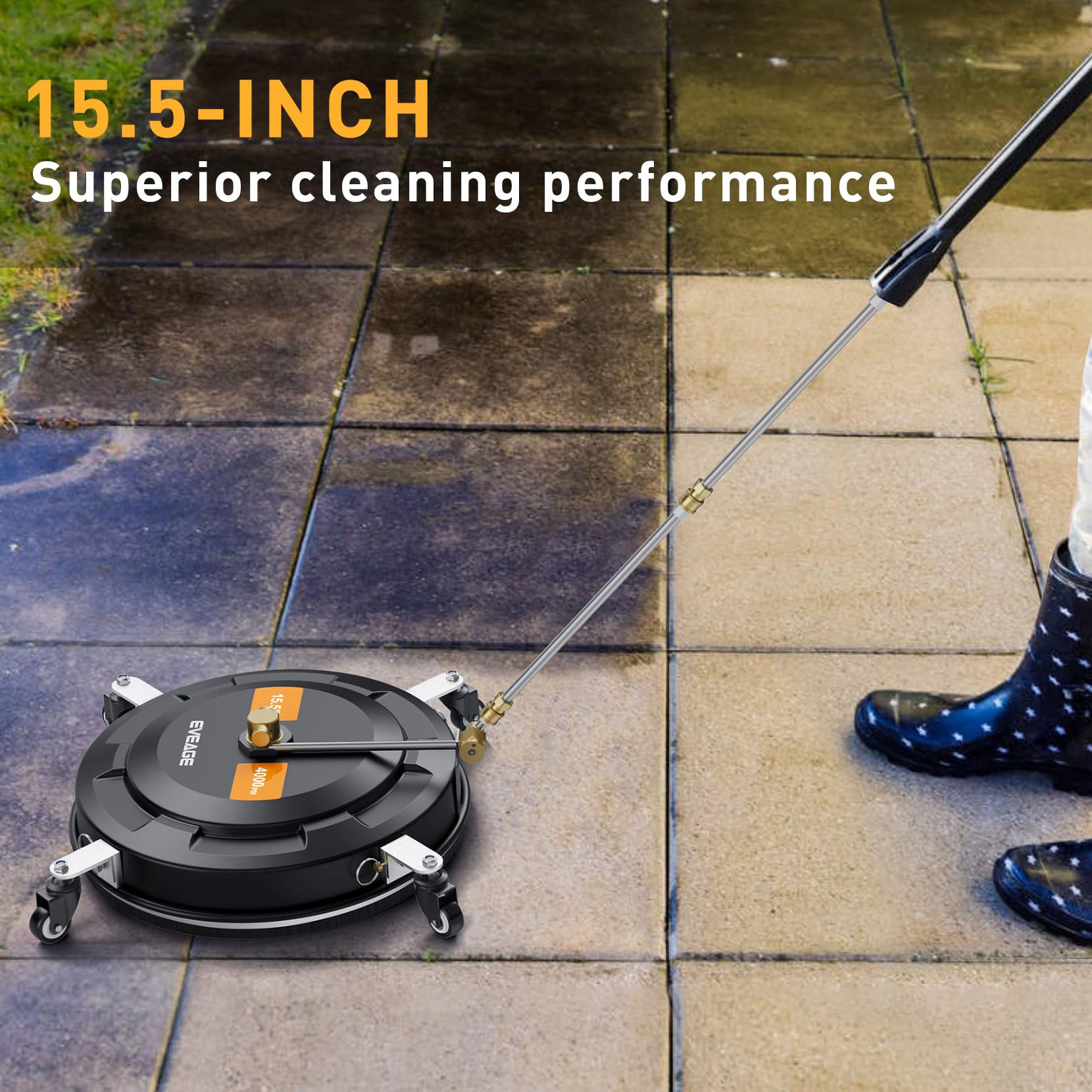 2-in-1 Pressure Washer Surface Cleaner with 4 Wheels | 15.5
