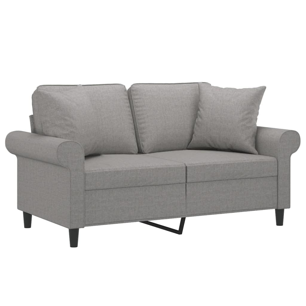 Modern 2-Seater Loveseat Sofa with Pillows & Cushions, Upholstered Fabric Small Couch for Bedroom, Apartment, Office - Dark Gray 59.8