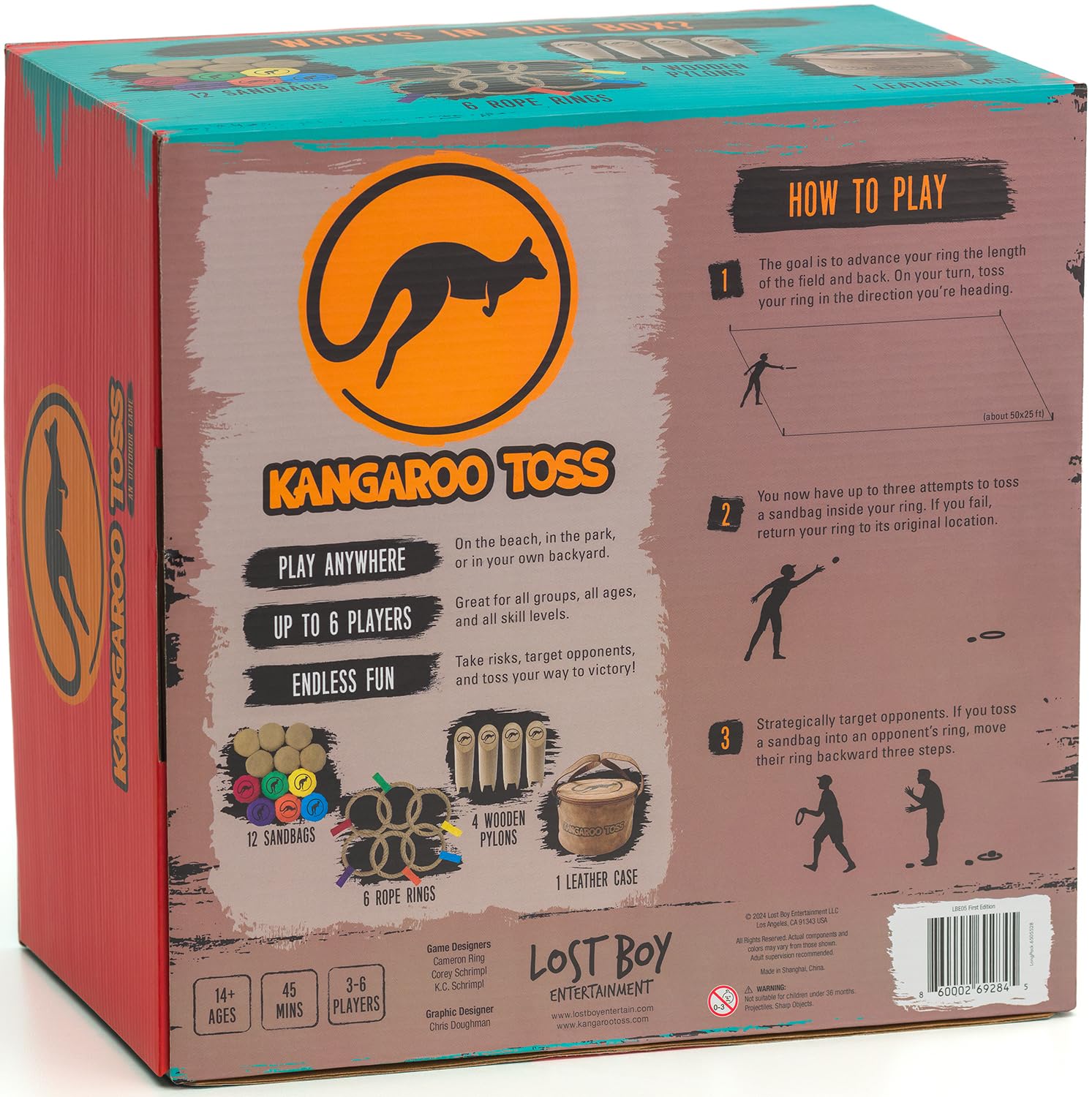 Kangaroo Toss Game Set - Official Outdoor Yard & Beach Game for Adults & Family - Perfect for Backyard, Lawn, Camping, Picnics & Tailgating - Includes Ladder Toss, Bocce & Cornhole Accessories