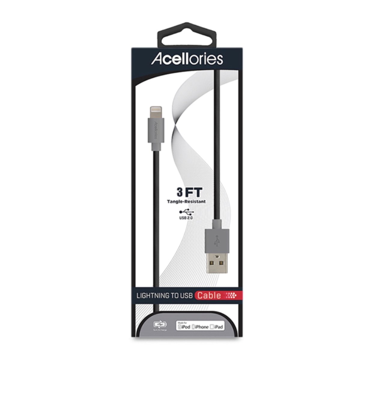 Apple MFi Certified 3-Ft Lightning to USB Cable - Fast Charging & Sync for iPhone, iPad - Durable & Tangle-Free (Black) - Perfect for Home, Office & Travel