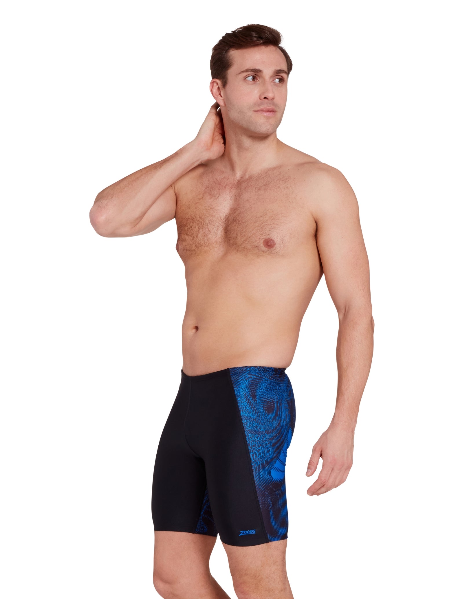 Web Cruise Mid Swim Jammer - Black/Blue - High Performance Competitive Swimwear for Men & Boys - Perfect for Lap Swimming, Training & Water Sports