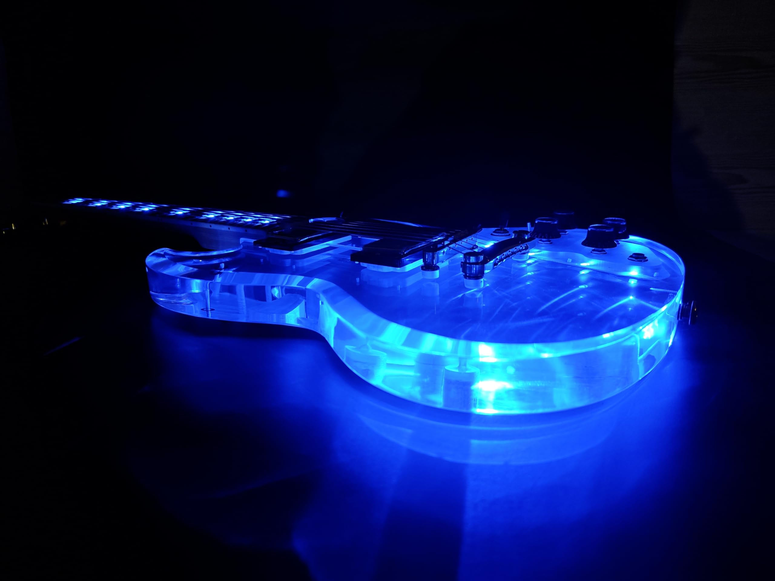 Transparent Acrylic Body LED Light Electric Guitar with Maple Neck - Crystal Clear Sweet Tone for Stage Performance & Home Practice (Kit-LED-SG)