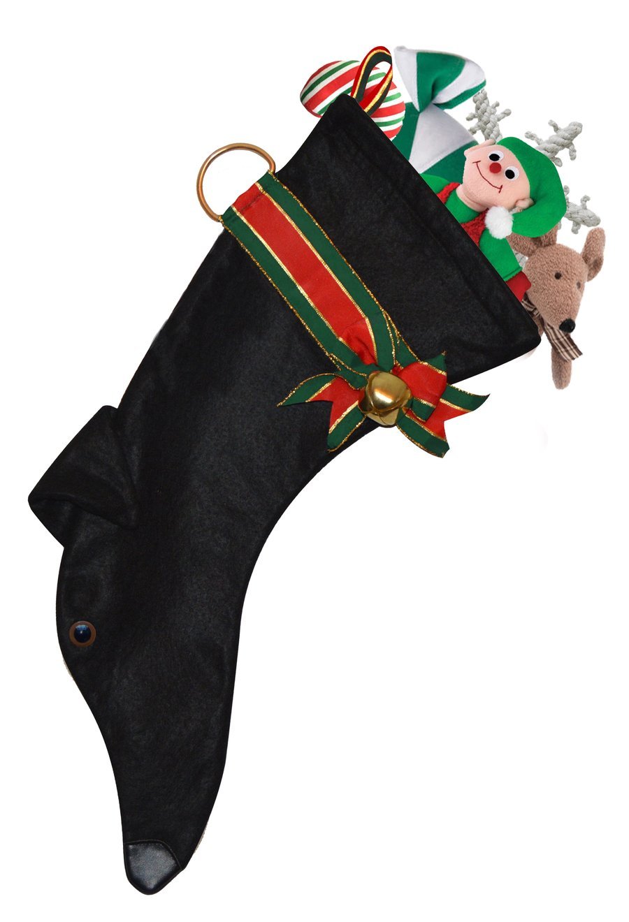Black Greyhound Dog Christmas Stocking - Festive Holiday Pet Decor for Fireplace Mantel & Home Decorations