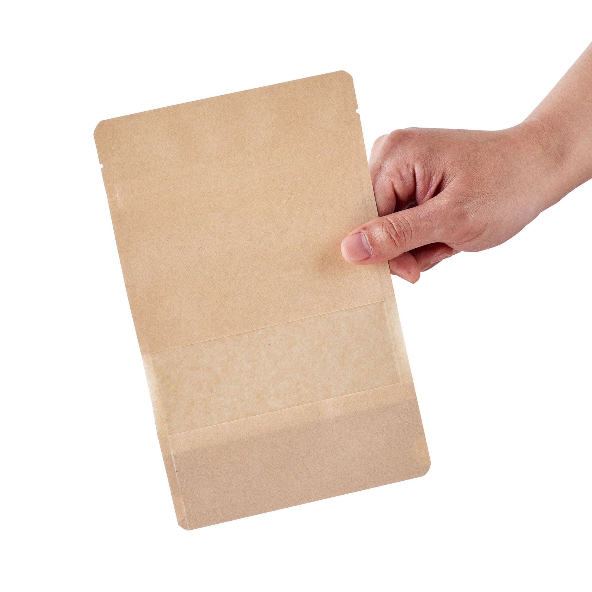 Kraft Plastic Medium Window Bags 8x5x1.75 Inches - Heat Sealable Food Storage Bags (100 Count) - Perfect for Bakery, Candy, Cookies & Small Business Packaging