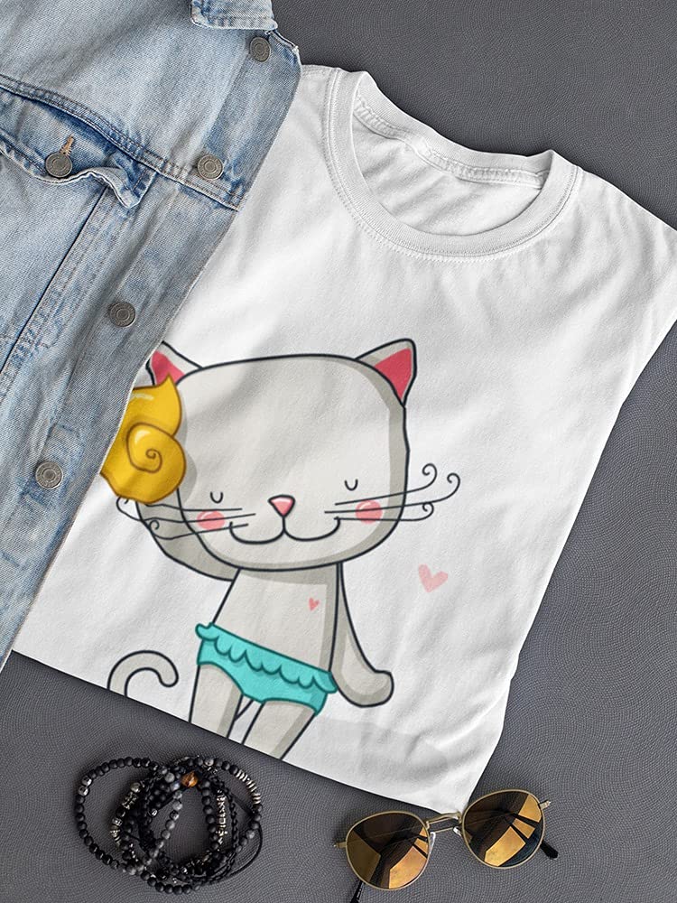 Stylish Women's Cute Cat Beach T-Shirt - Perfect for Summer Vacations & Casual Outings