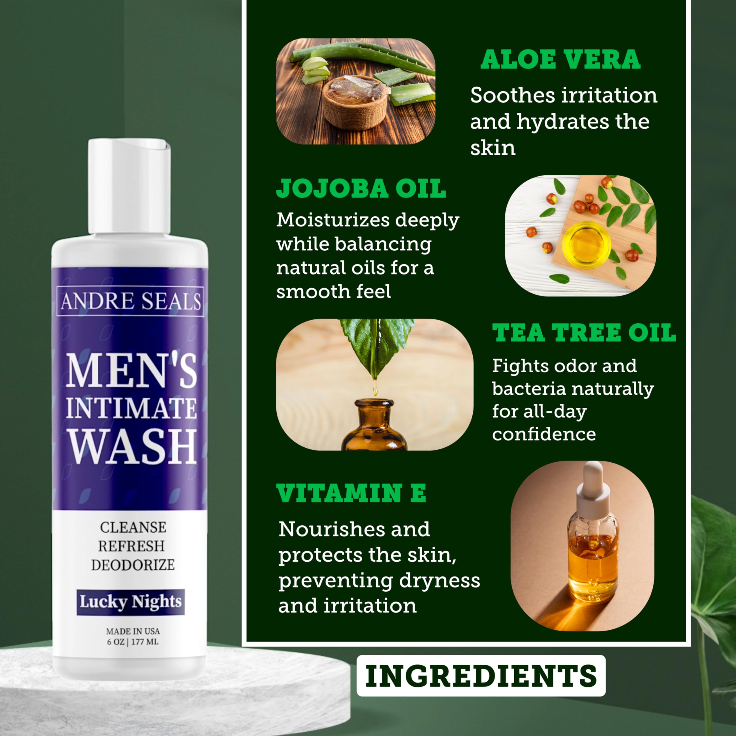 Lucky Nights Scent Intimate Wash for Men - Refreshing Genital Care & Odor Control, Ball Wash with Rich Lather Formula for All-Day Freshness | Men's Hygiene Product for Shower & Post-Workout Use
