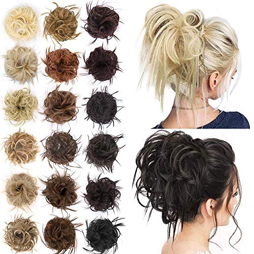 AISI BEAUTY Messy Bun Hair Extensions & Ponytail Scrunchies for Women - 12/613# Blonde Tousled Updo Hairpieces | Perfect for Weddings, Parties & Everyday Styling