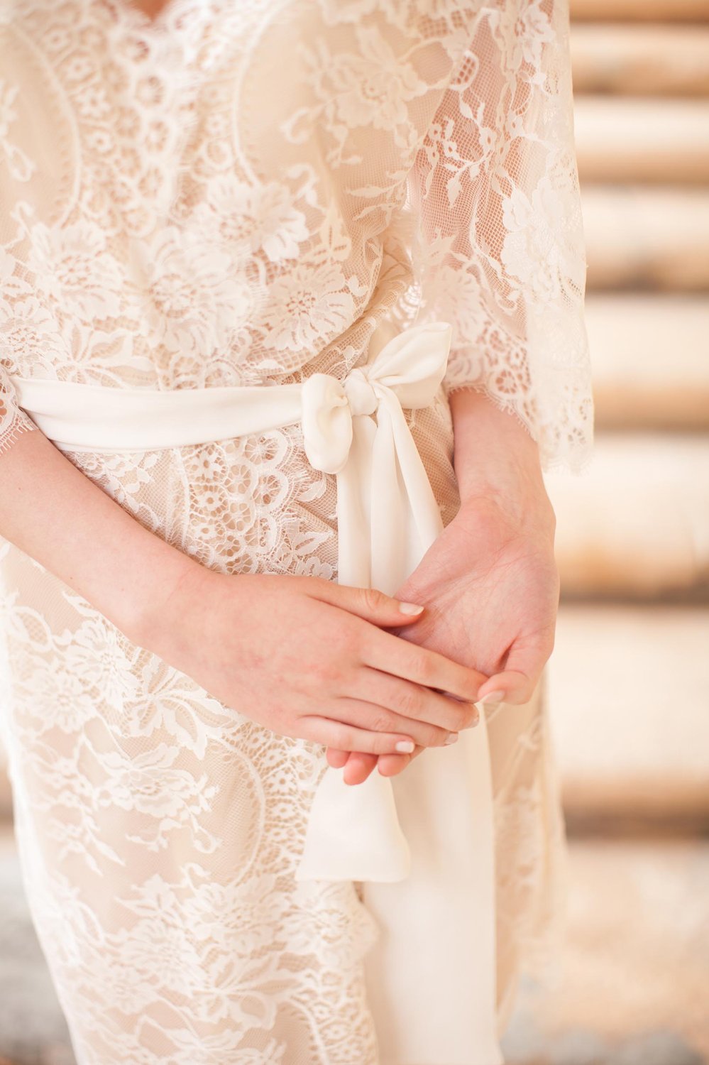 Elegant Swan Queen Lace Robe Kimono in Ivory with Silk Lining - Style 104SH | Perfect for Bridal Shower, Wedding Party & Luxury Loungewear
