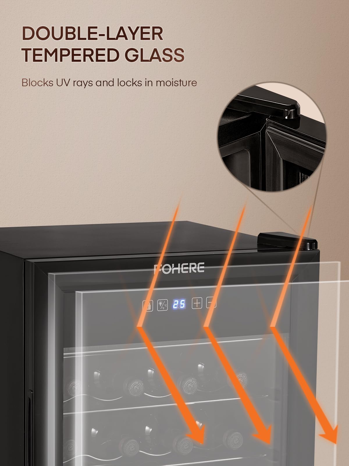 28 Bottles Wine Cooler Refrigerator - Dual Glass Door Wine Fridge with LED Lighting & Digital Temperature Control - Perfect for Home Bars, Offices, and Restaurants - Keep Your Wine Collection at Ideal Serving Temperature for Entertaining and Special Occasions