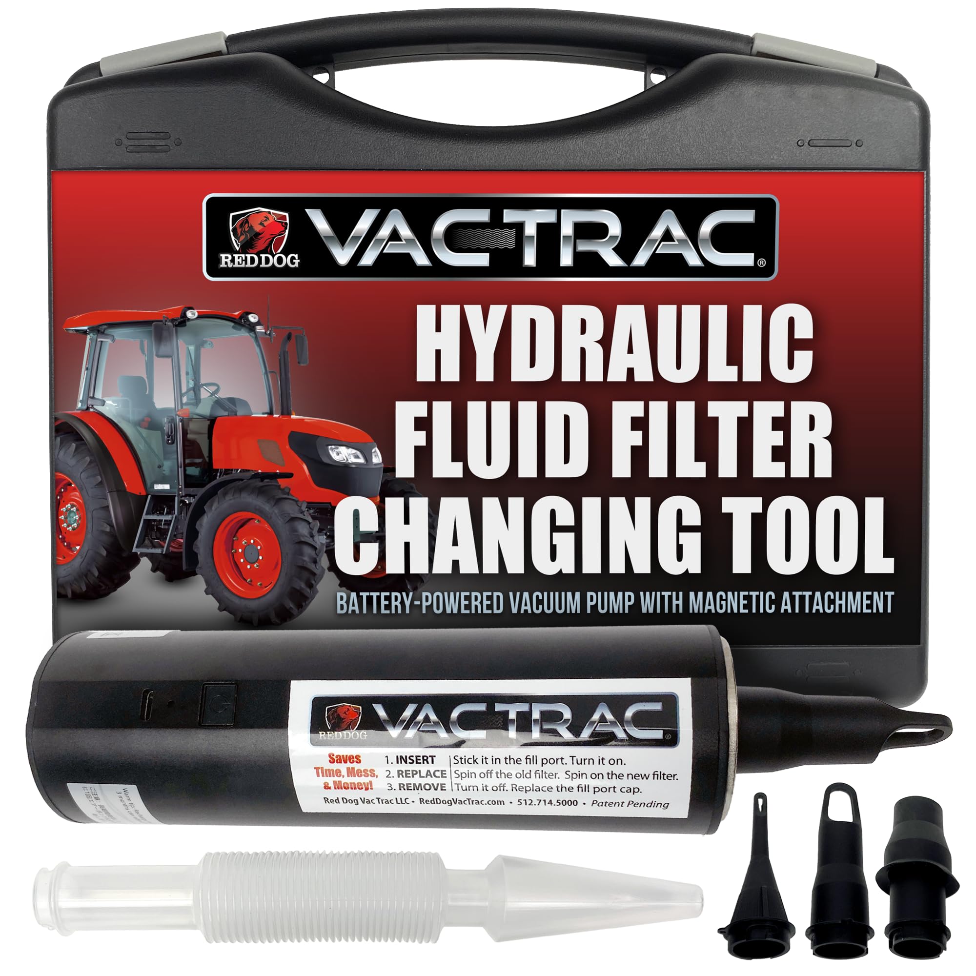 Vac Trac® Tractor Hydraulic Filter Changing Tool - Prevent Hydraulic Fluid Waste During Filter Changes | Hydraulic Oil Suction Pump for Tractors & Heavy Equipment | Automotive Oil Vacuum Tool with Leak Prevention | Ideal for Farm Equipment Maintenance & Hydraulic System Servicing