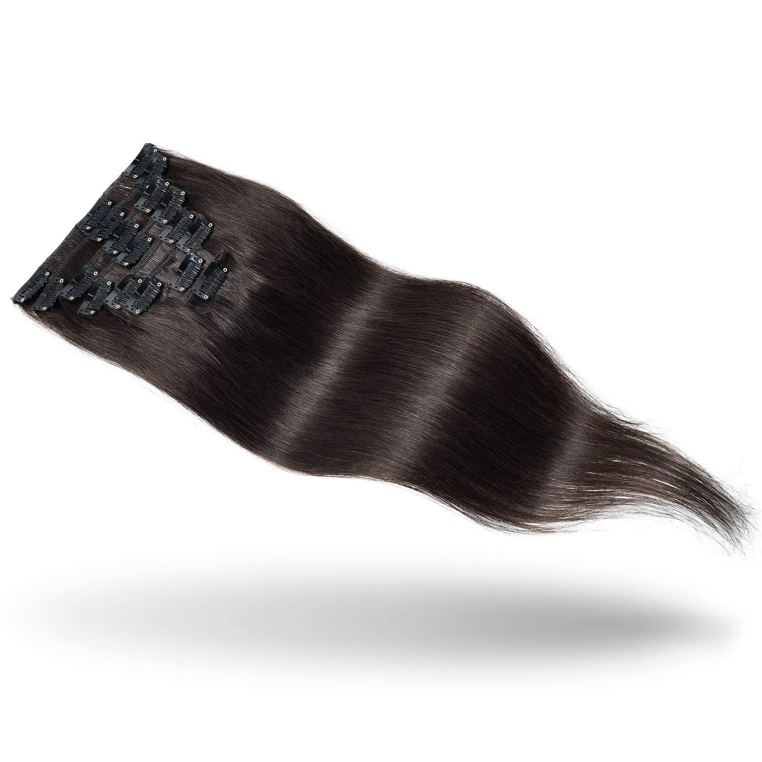 Premium 8Pcs Rose Bud Clip-in Hair Extensions - 100% Remy Human Hair, 18 Clips, 60g/Set, 10 Inch Dark Brown - Perfect for Parties, Weddings & Everyday Volume Boost