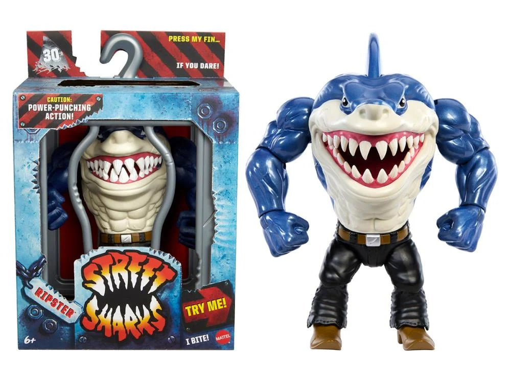 Street Sharks 30th Anniversary Ripster Action Figure - Collectible Toy for 90s Nostalgia & Kids Play | Perfect Gift for Shark Lovers & Action Figure Collectors