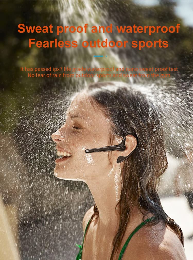 Wireless Bluetooth Headset V5.1 with Noise Cancelling Mic - Waterproof Hands-Free Earpiece for iPhone & Android - Perfect for Business Calls, Office Work & Driving